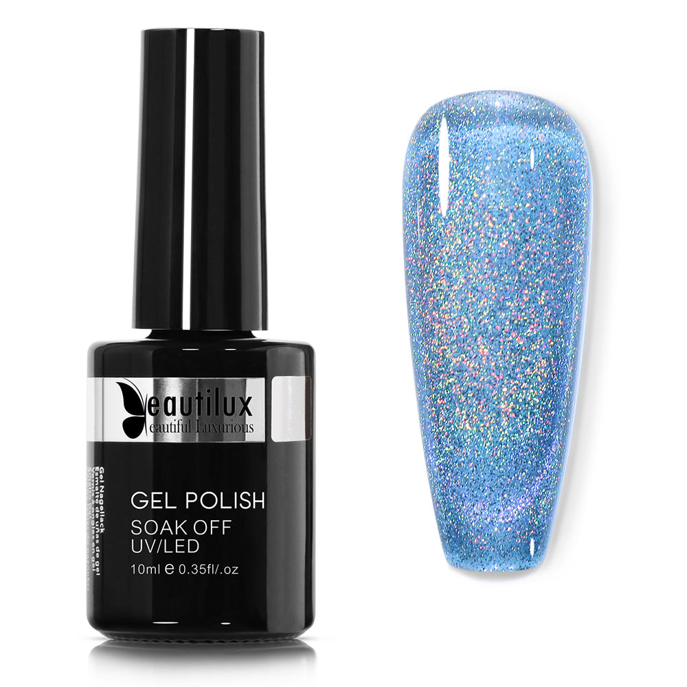Vernis Semi-Permanent Holographique Rainbow Cat Eye Bleu Ciel Holographique – BCM-11 | Beautilux 10ml – Tenue 3 Semaines