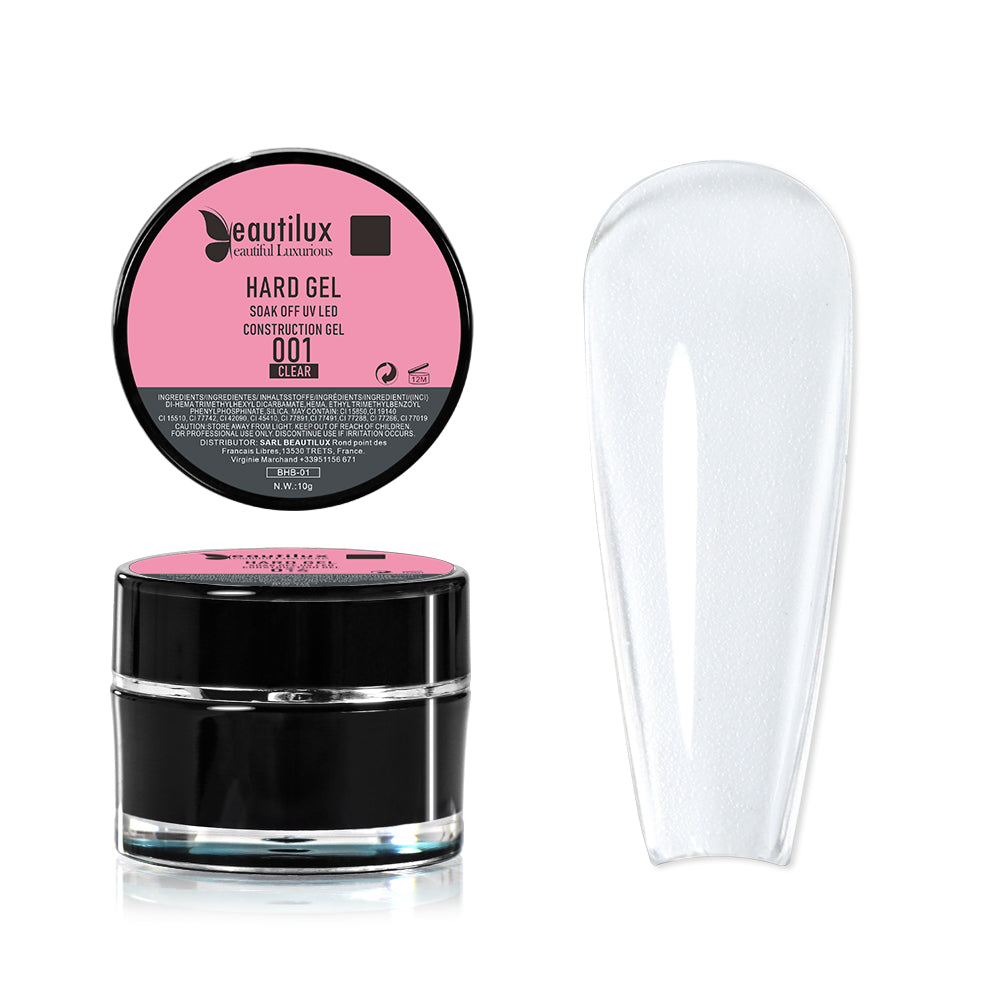 Gel de Construction Dur auto-égalisant Beautilux BHB-01 | Transparent Cristal | Hard Gel builder UV/LED 10g Image