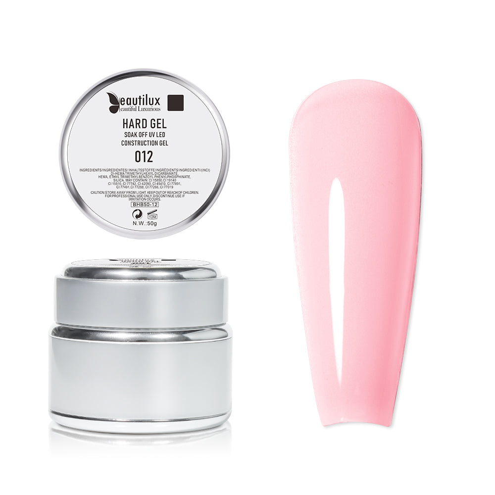 Gel de Construction Dur auto-égalisant Beautilux BHB55-12 | Rose Clair | Hard Gel builder UV/LED 55g Image