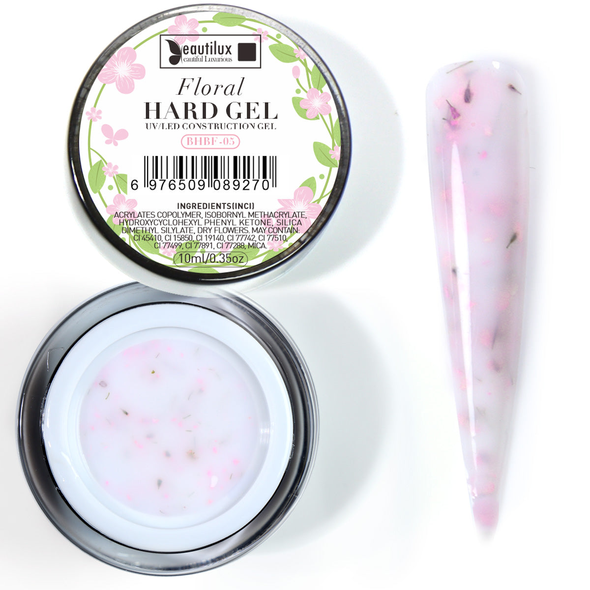 Floral Hard Gel UV/LED Rose nacré avec fleurs séchées – BHBF-05 Beautilux 10 g Image