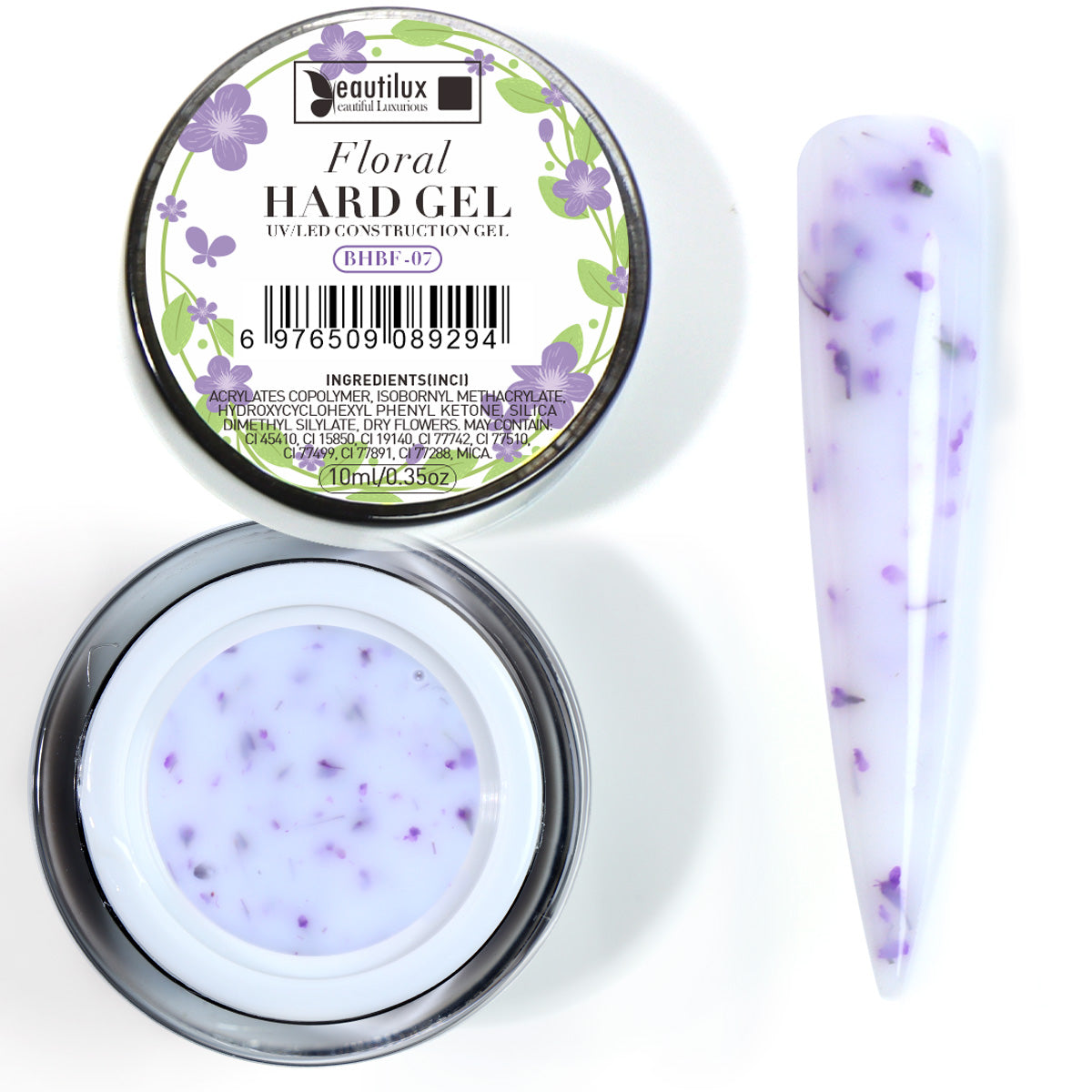Floral Hard Gel UV/LED Lavande avec fleurs séchées – BHBF-07 Beautilux 10 g