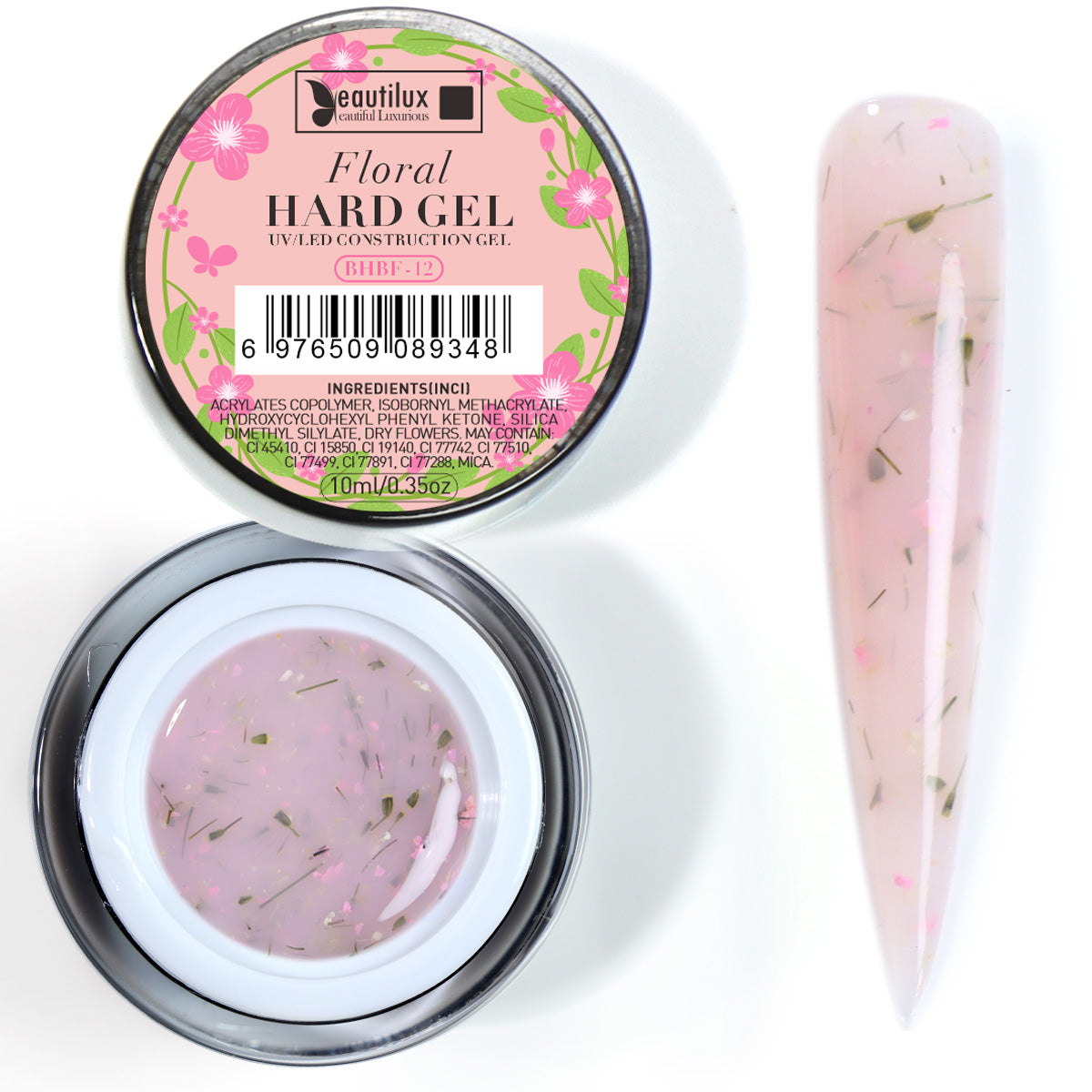 Floral Hard Gel UV/LED Rose lilas avec fleurs séchées – BHBF-12 Beautilux 10 g