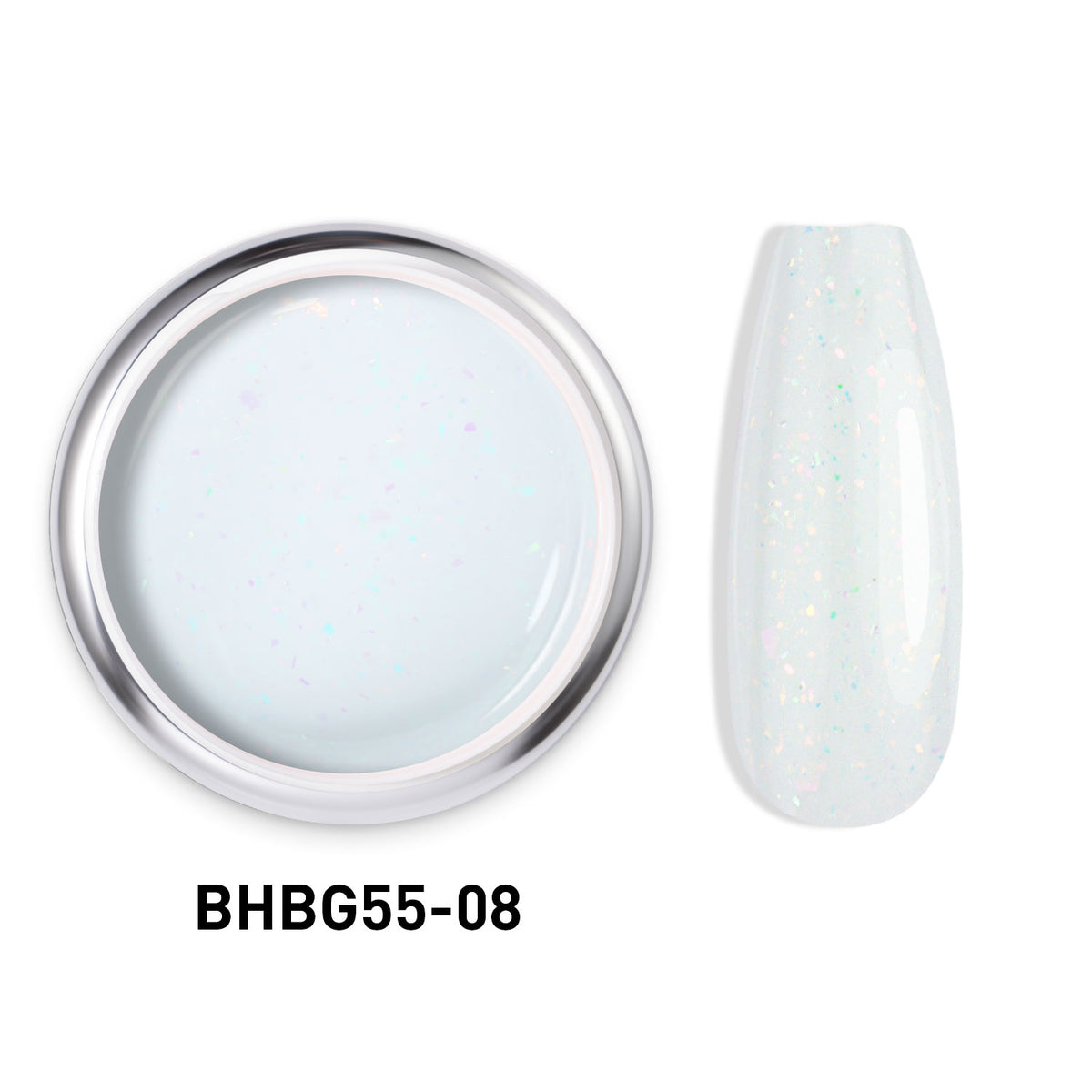 Beautilux BHBG55-08 "Opale Blanche" – Gel Auto-Égalisant Pailleté UV/LED | 55g Image