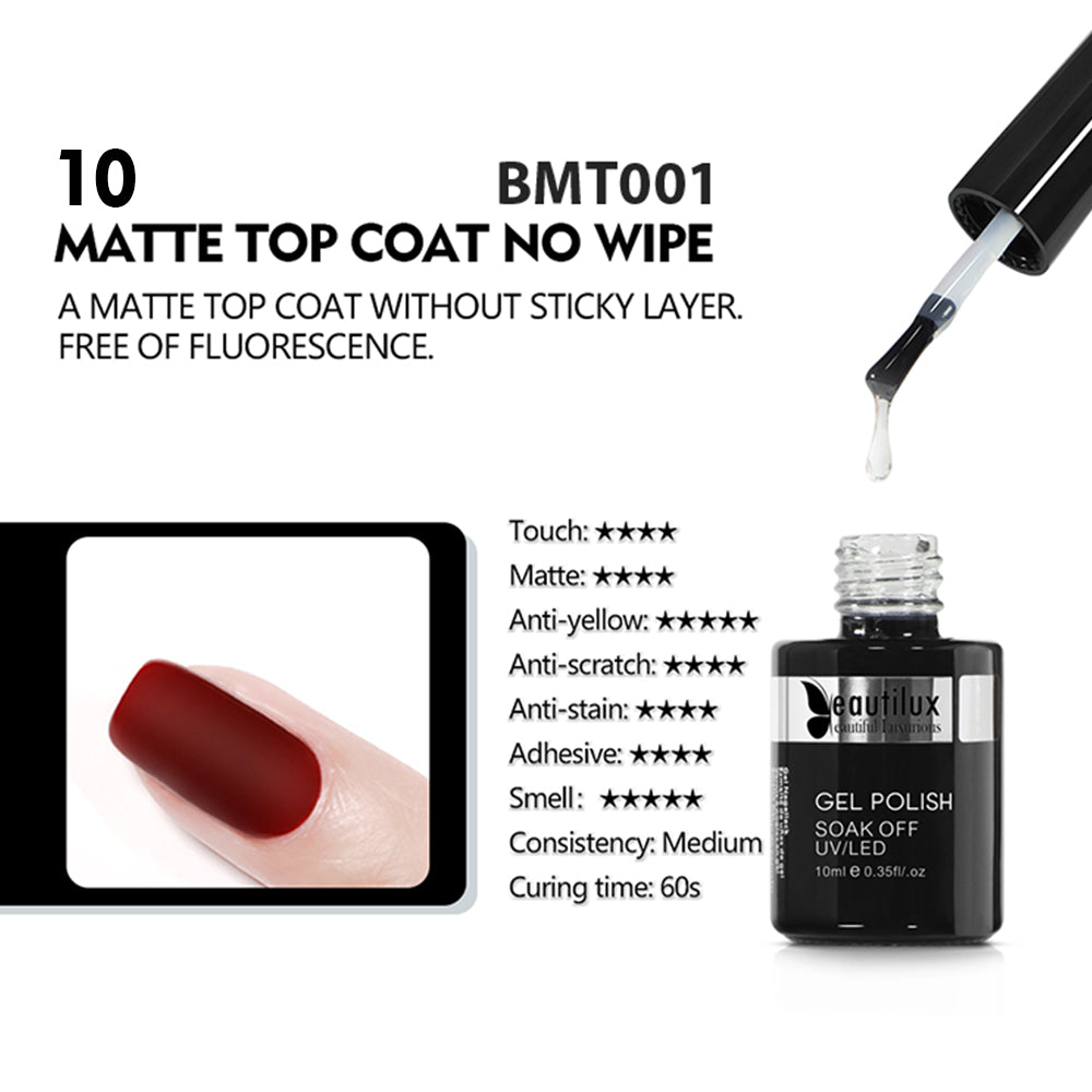 Top Coat Velvet Matte No wipe 10Ml BMT001
