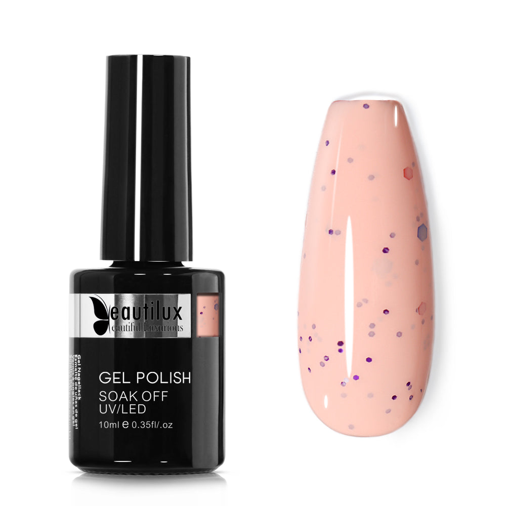 Vernis Semi-Permanent Confettis Nude Pêche Confettis – BNL-09 | Beautilux 10ml Image
