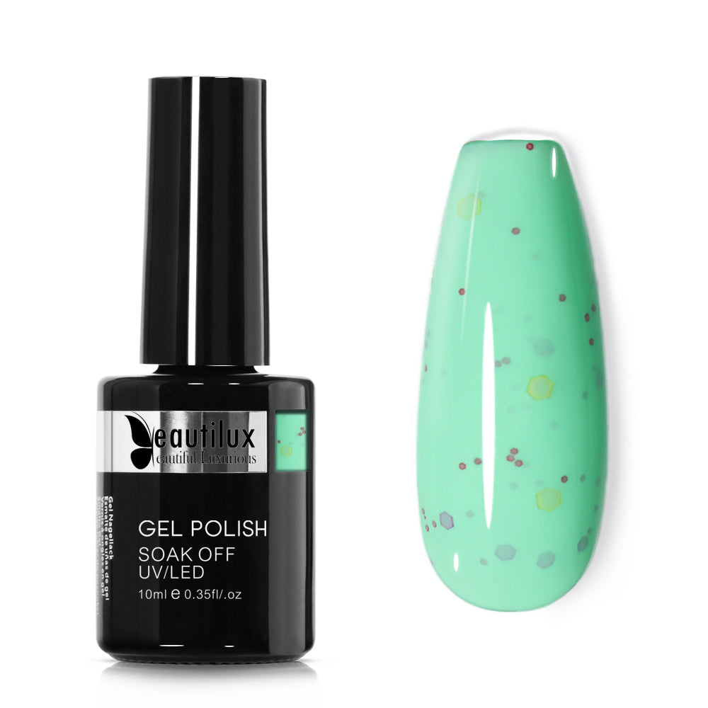 Vernis Semi-Permanent Confettis Vert Menthe Confettis – BNL-10 | Beautilux 10ml