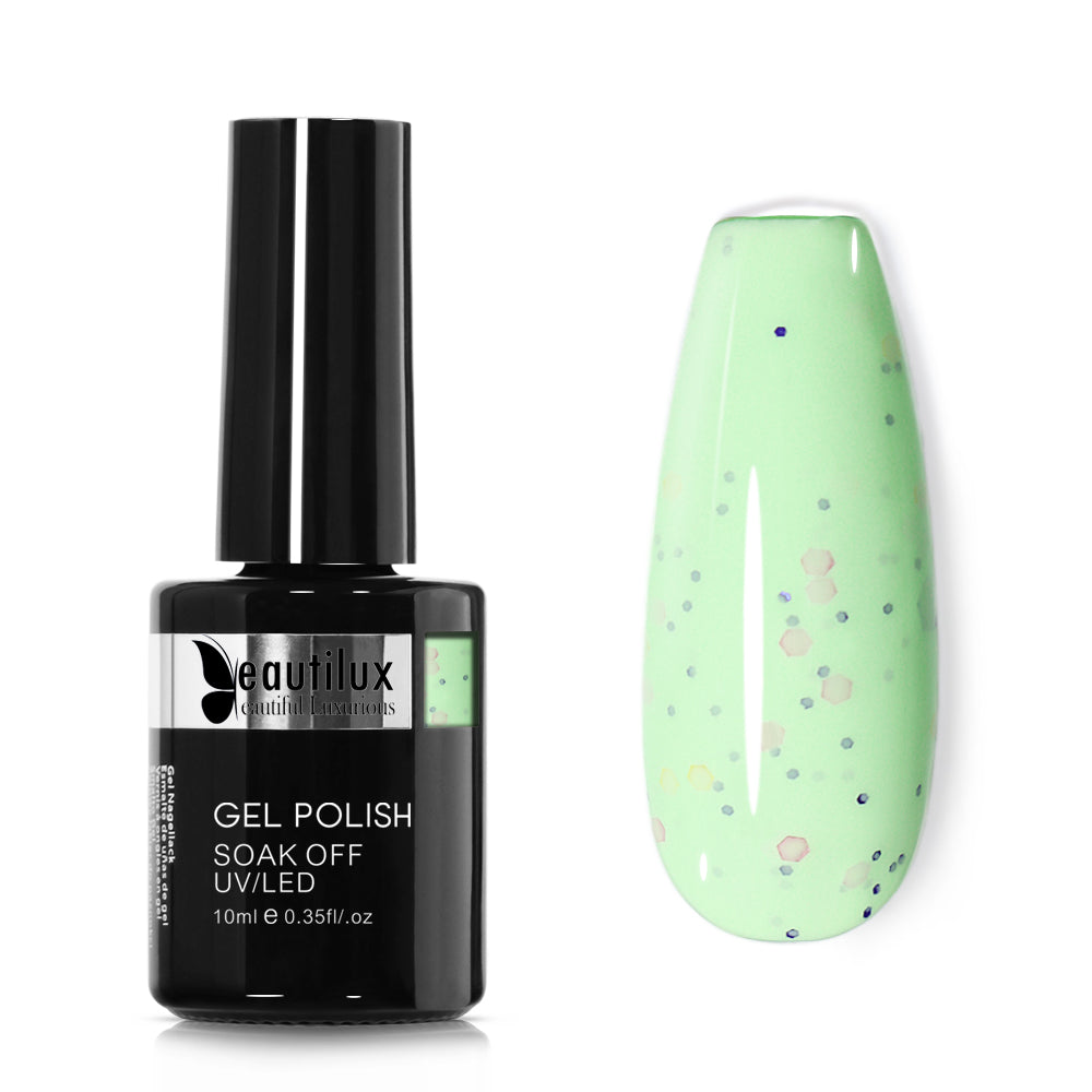Vernis Semi-Permanent Confettis Vert Amande Confettis – BNL-11 | Beautilux 10ml Image
