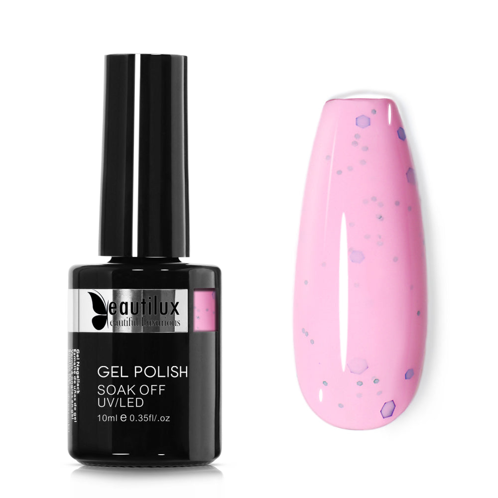 Vernis Semi-Permanent Confettis Rose Dragée Confettis – BNL-12 | Beautilux 10ml