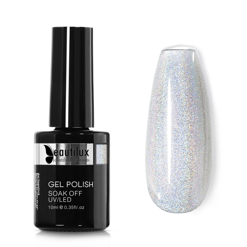 Vernis Semi-Permanent Caméléon Blanc Argenté Holographique – CH-01 | Beautilux 10ml – Tenue 3 Semaines Image