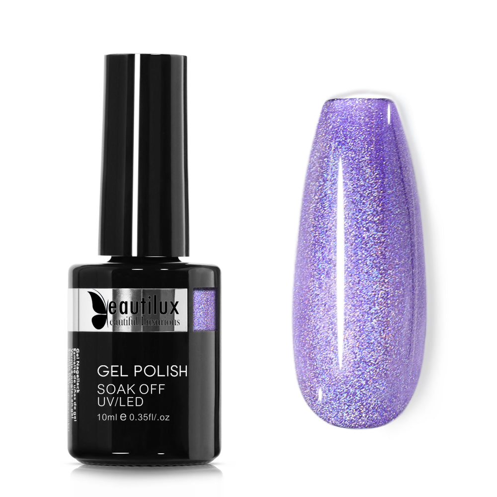 Vernis Semi-Permanent Caméléon Violet Lavande Holographique – CH-04 | Beautilux 10ml – Tenue 3 Semaines Image