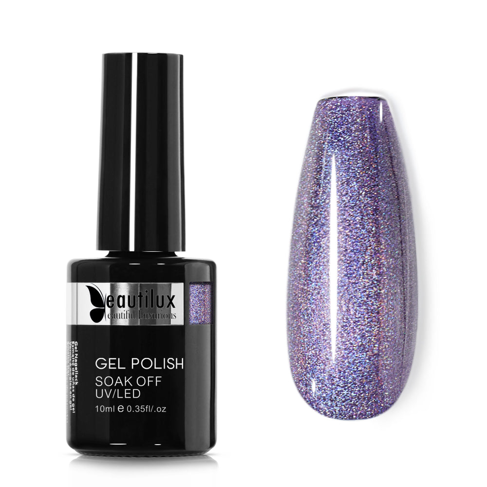 Vernis Semi-Permanent Caméléon Violet Parme Holographique – CH-05 | Beautilux 10ml – Tenue 3 Semaines