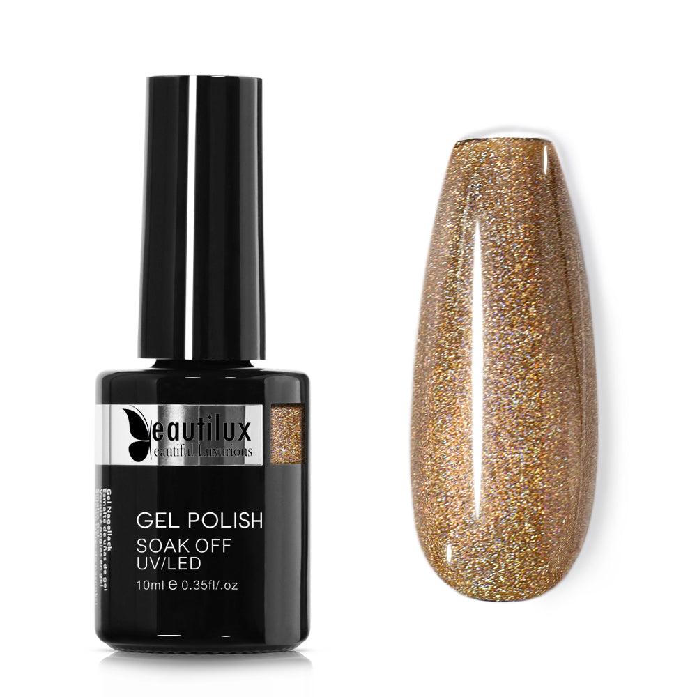 Vernis Semi-Permanent Caméléon Or Bronze Holographique – CH-12 | Beautilux 10ml – Tenue 3 Semaines Image