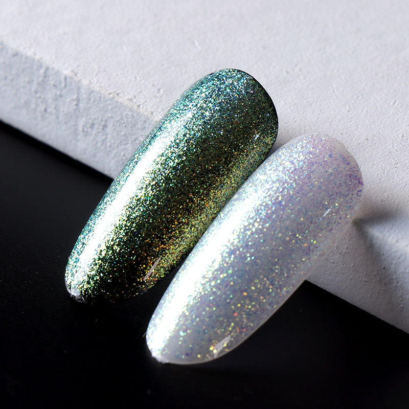 Vernis Semi-Permanent Vert Or Holographique – CR-05 | Beautilux 10ml – Tenue 3 Semaines