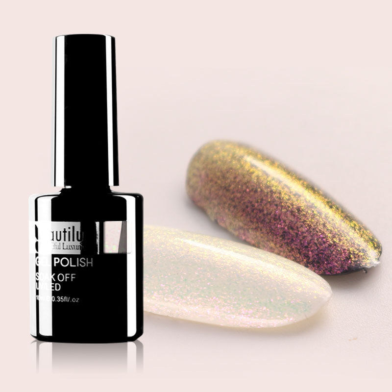 Vernis Semi-Permanent Or Violet Multichrome – CR-01 | Beautilux 10ml – Tenue 3 Semaines