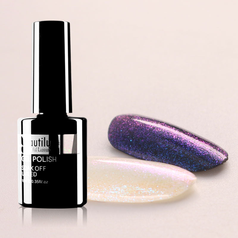 Vernis Semi-Permanent Violet Bleu Multichrome – CR-03 | Beautilux 10ml – Tenue 3 Semaines