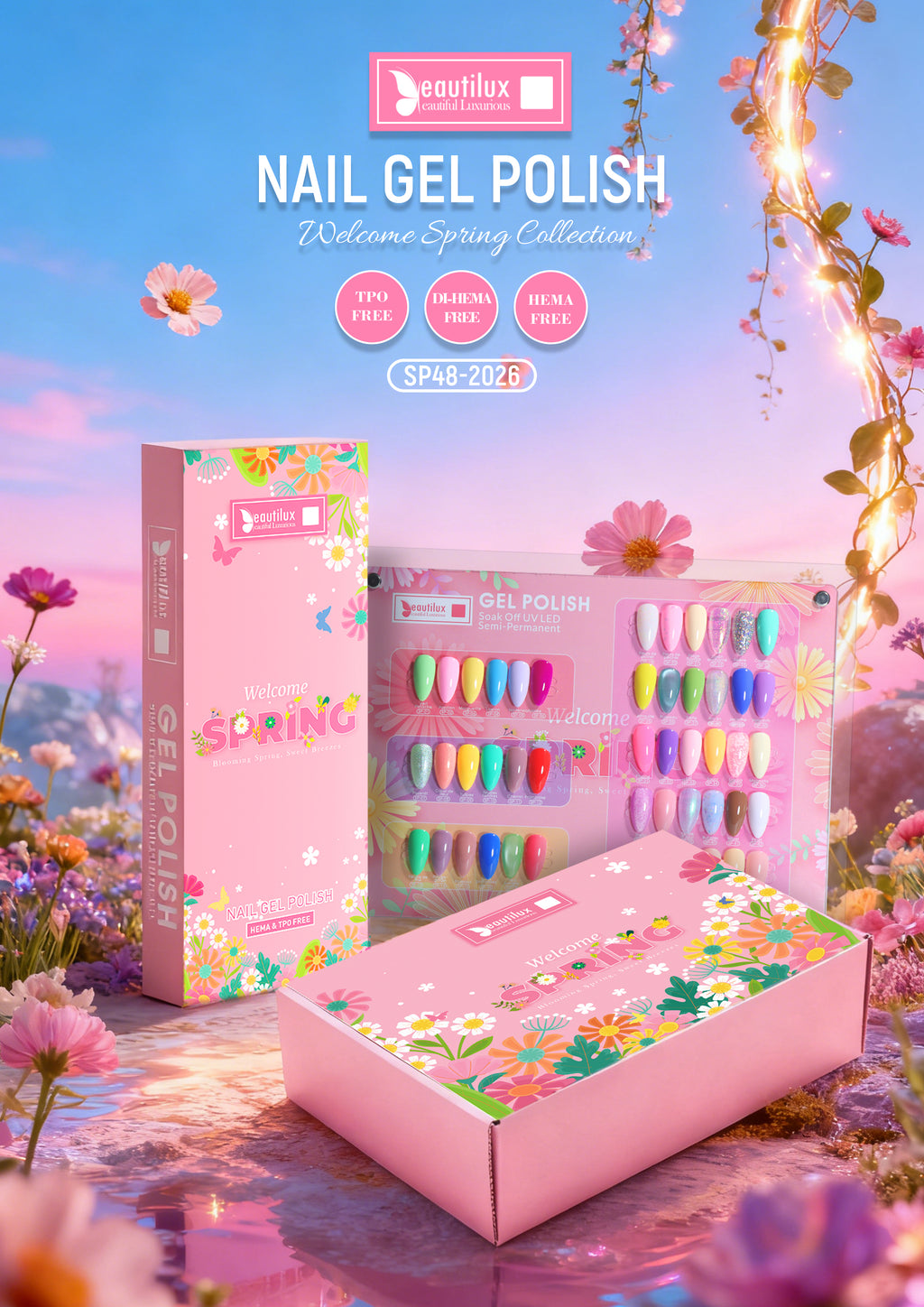Coffret Collector Printemps 2026 Beautilux "Welcome Spring" - 48 Vernis Semi-Permanents Édition Limitée