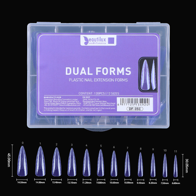 Beautilux COLORED DUAL FORMS — 120pcs/box — STILETTO — PURPLE | DF-05C - DF-05C Image