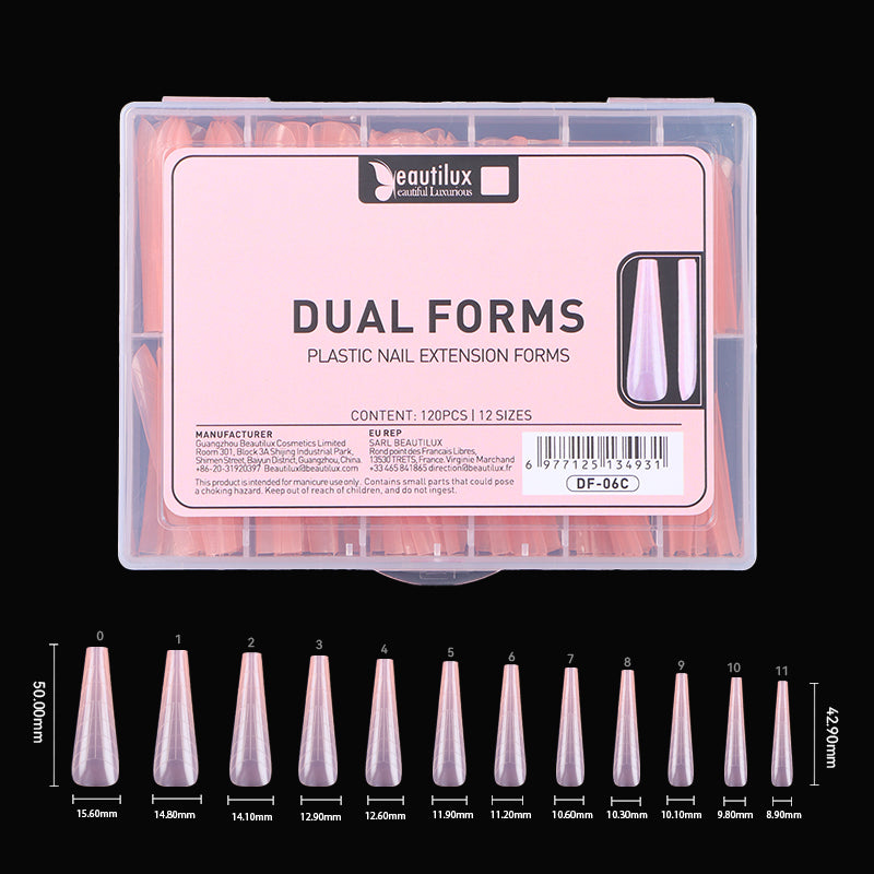 Beautilux COLORED DUAL FORMS — 120pcs/box — COFFIN — PINK | DF-06C - DF-06C Image