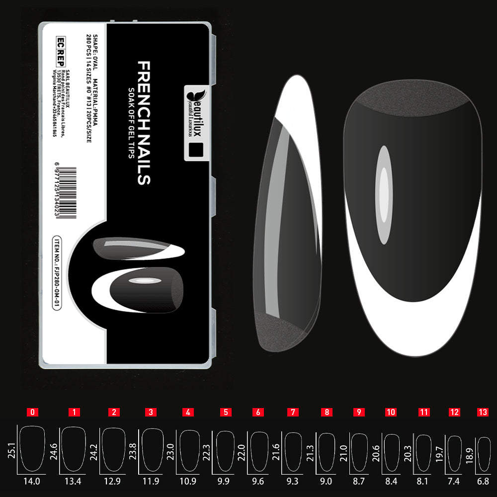 Beautilux FRENCH NAILS — 280pcs/box — OVAL — MEDIUM — CLEAR | FJP280-OM-01 - FJP280-OM-01 Image