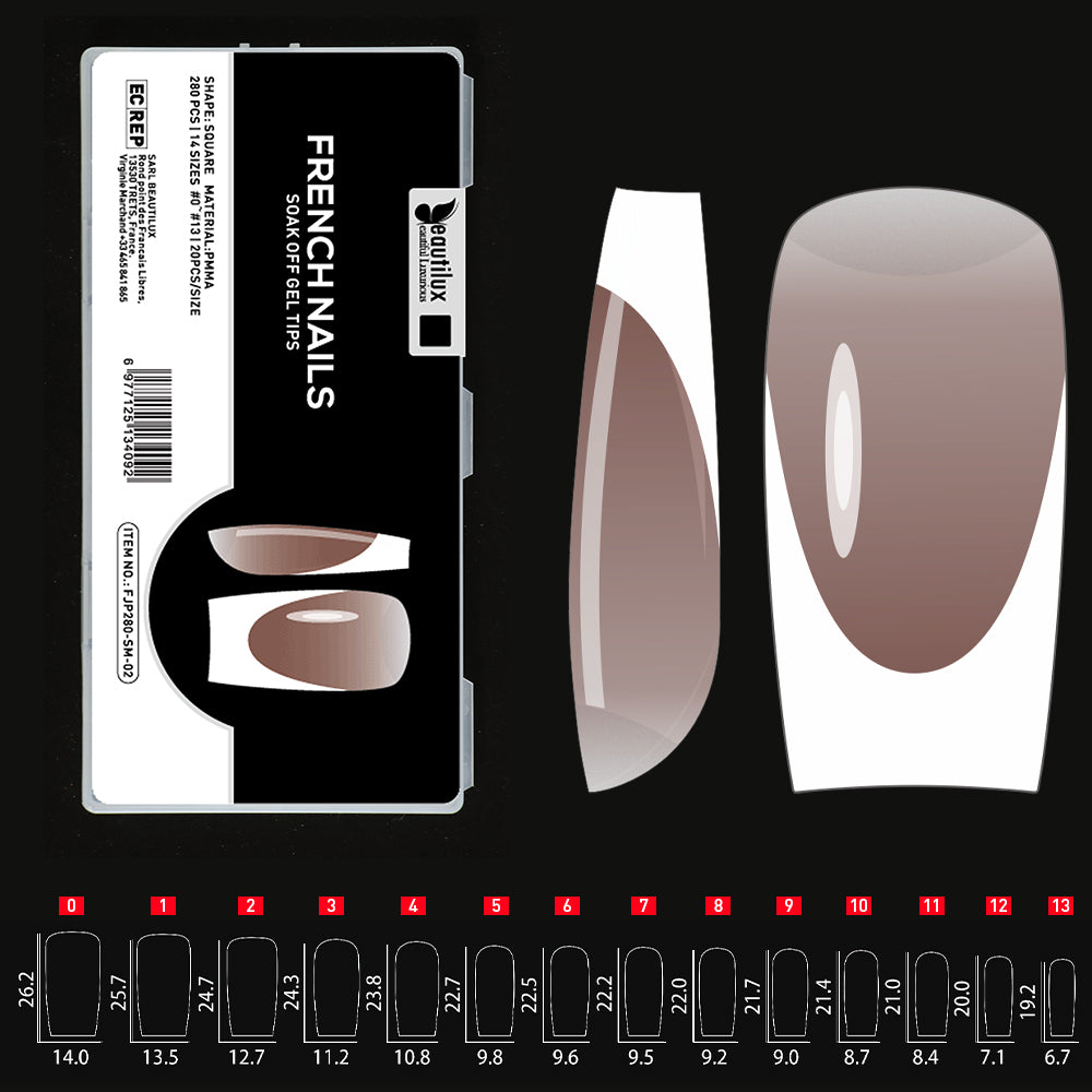 Beautilux FRENCH NAILS — 280pcs/box — SQUARE — MEDIUM — PINK | FJP280-SM-02 - FJP280-SM-02 Image