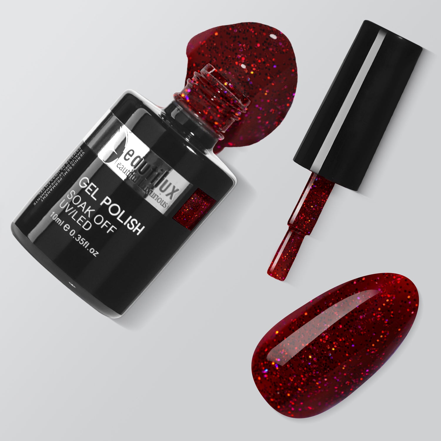 Flacon vernis Beautilux GL-04 Bordeaux glitter 10ml
 Image
