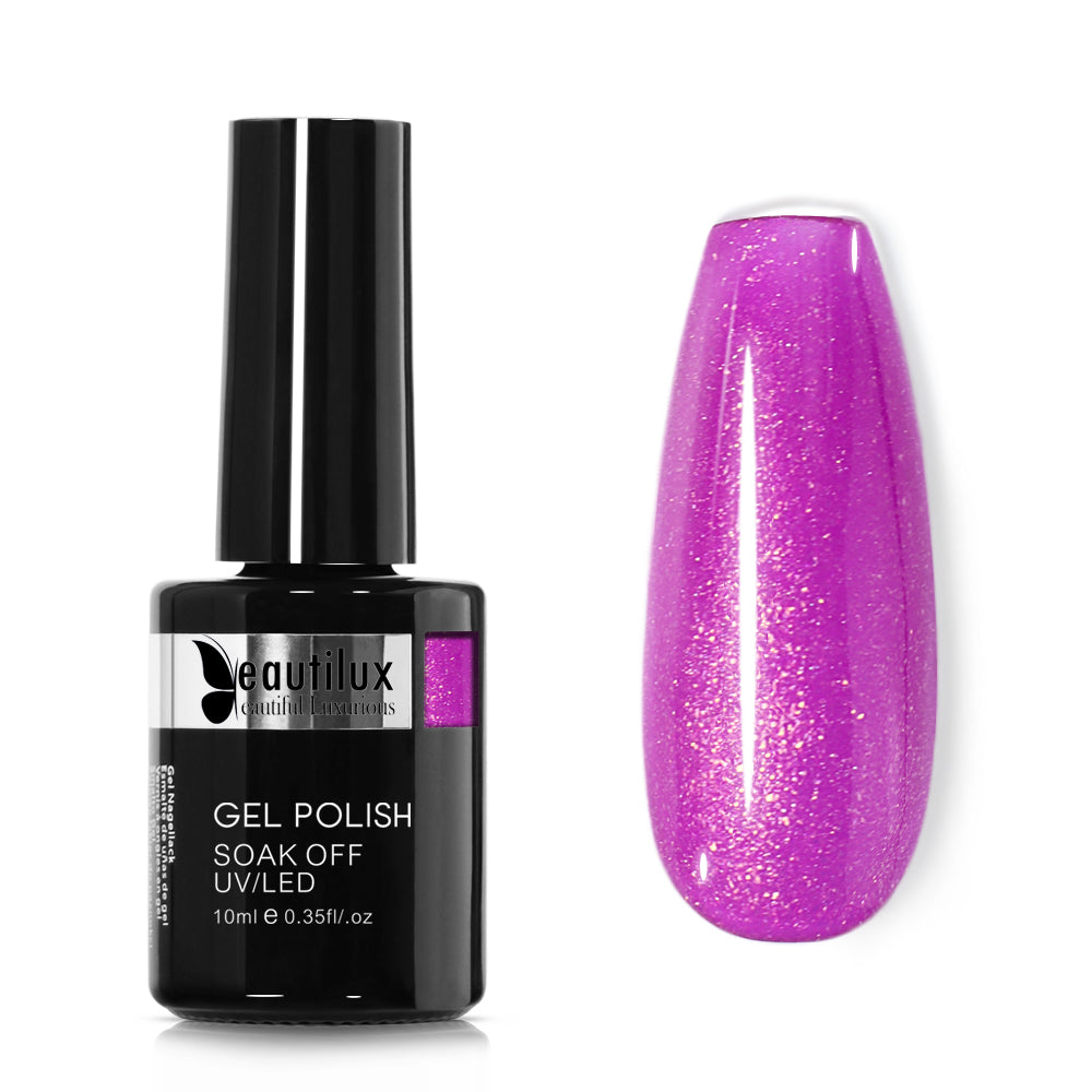 Vernis Semi-Permanent Violet Néon Shimmer – GN-04 | Beautilux 10ml – Tenue 3 Semaines