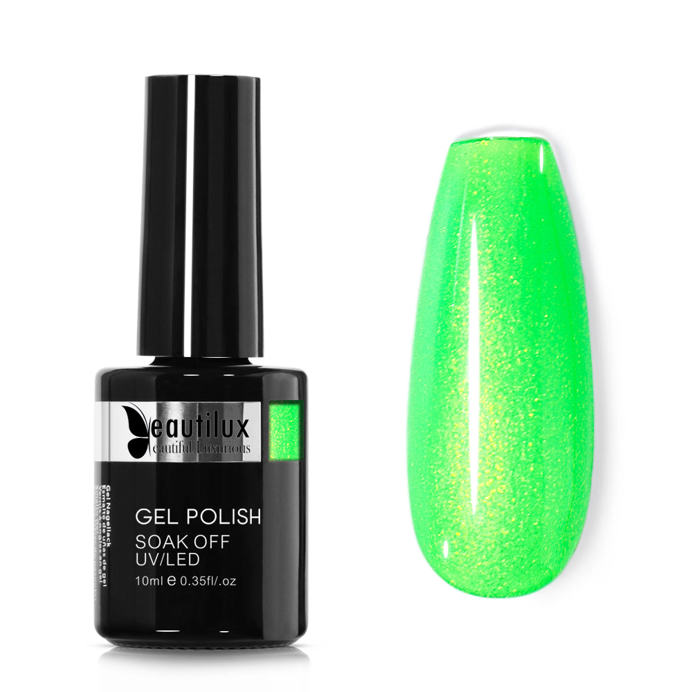 Vernis Semi-Permanent Vert Néon Shimmer – GN-06 | Beautilux 10ml – Tenue 3 Semaines Image
