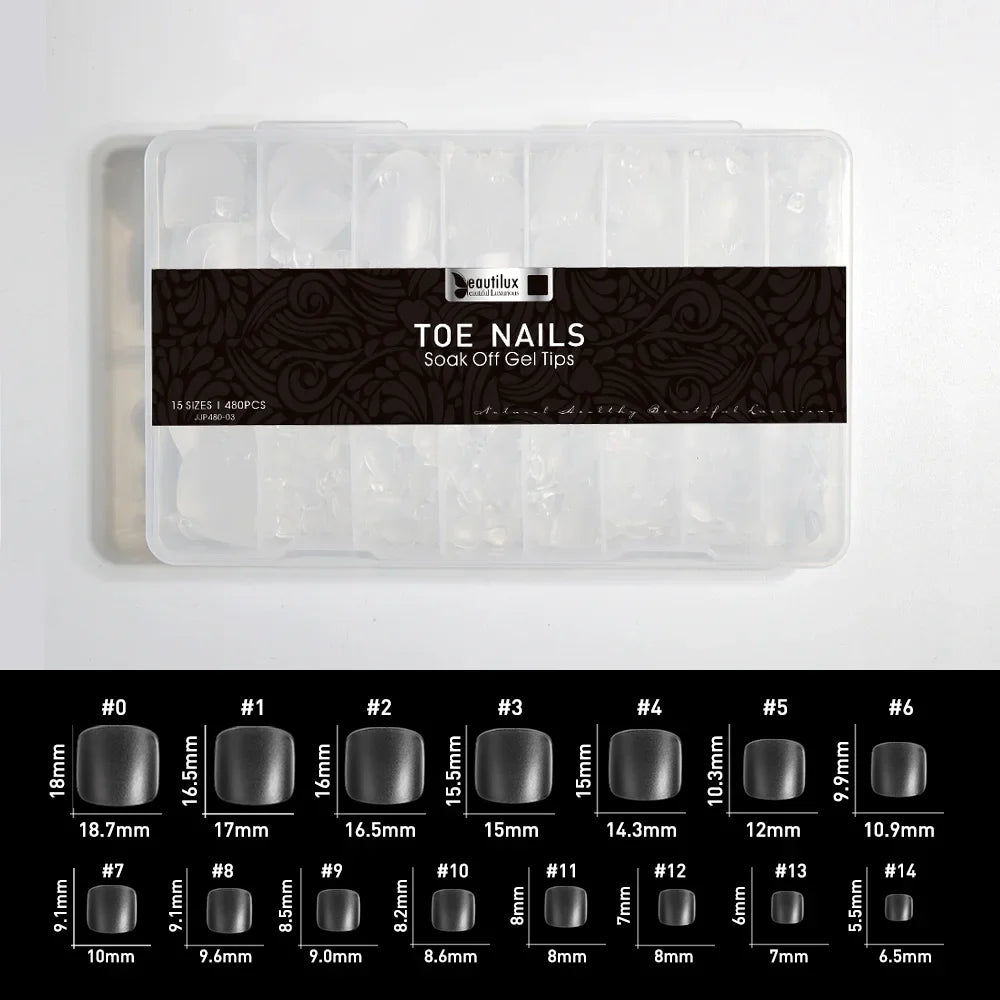 Beautilux JJP480-03 - Capsules ongles d'orteils rondes blanches 480 pcs