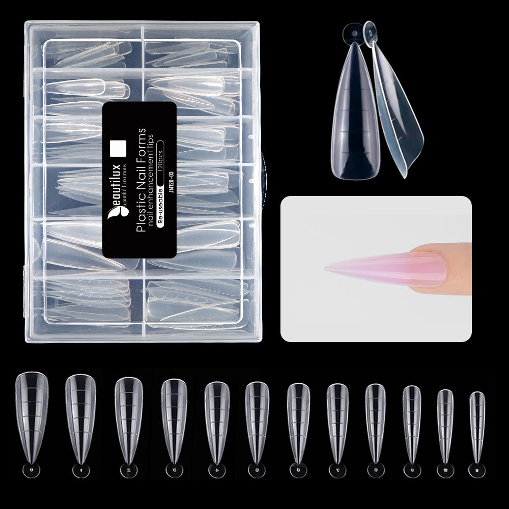 Beautilux DUAL FORMS — 120pcs/box — STELETTO — CLEAR | JM120-03 - JM120-03 Image