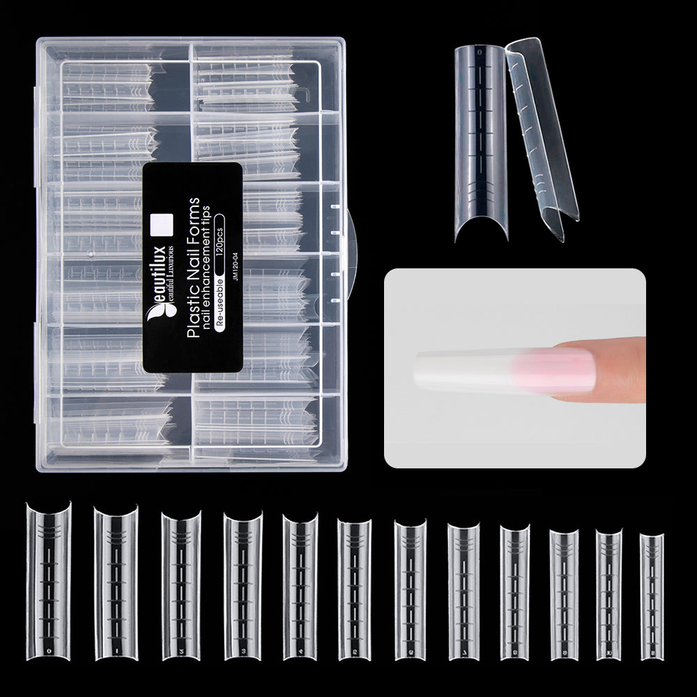 Beautilux DUAL FORMS-HALF COVER — 120pcs/box — SQUARE — CLEAR | JM120-04 - JM120-04 Image