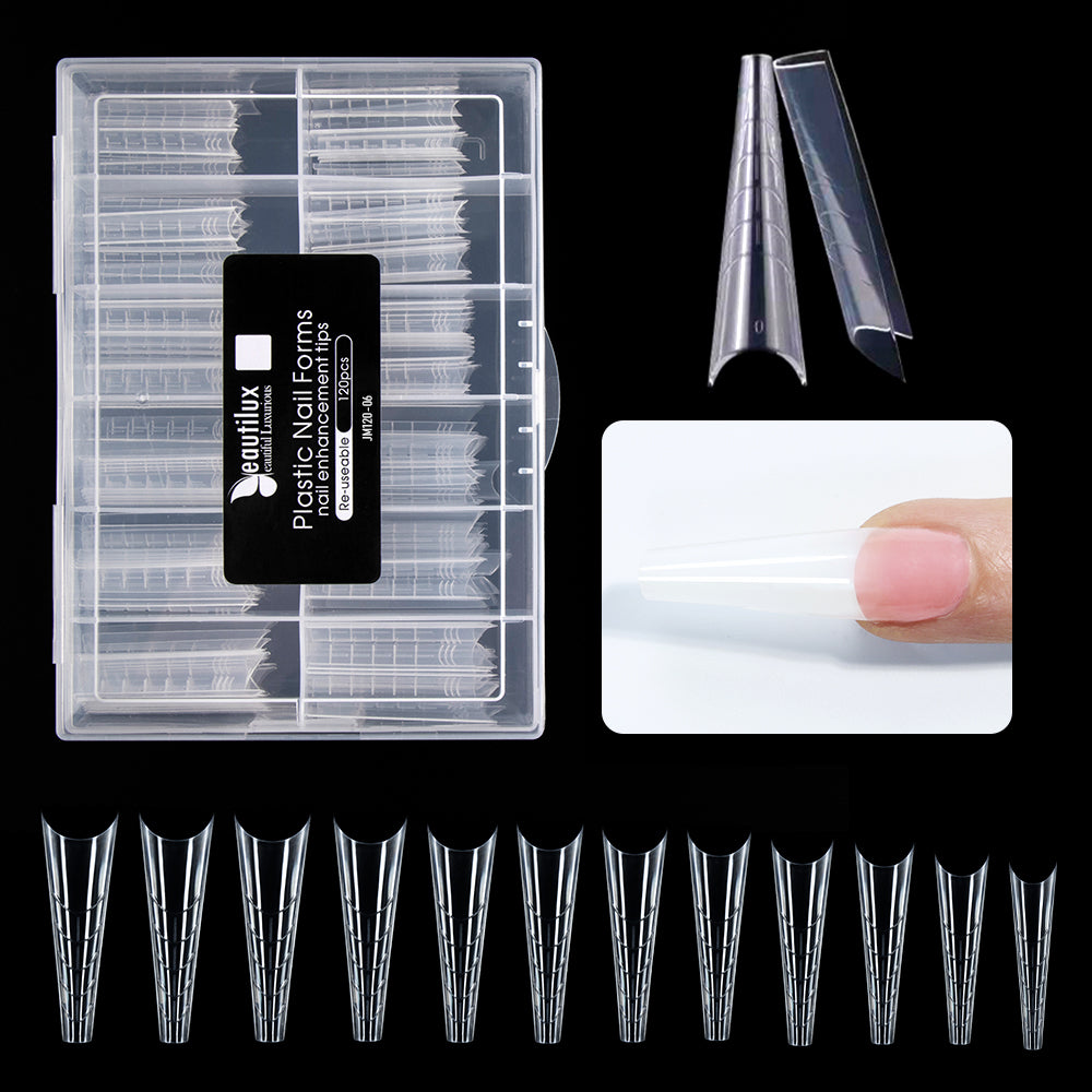 Beautilux DUAL FORMS-HALF COVER — 120pcs/box — COFFIN — CLEAR | JM120-06 - JM120-06 Image
