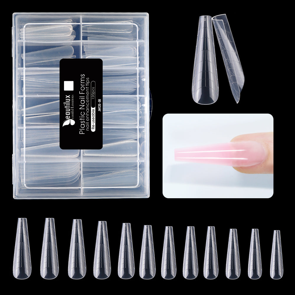 Beautilux DUAL FORMS — 120pcs/box — COFFIN — CLEAR | JM120-08 - JM120-08 Image