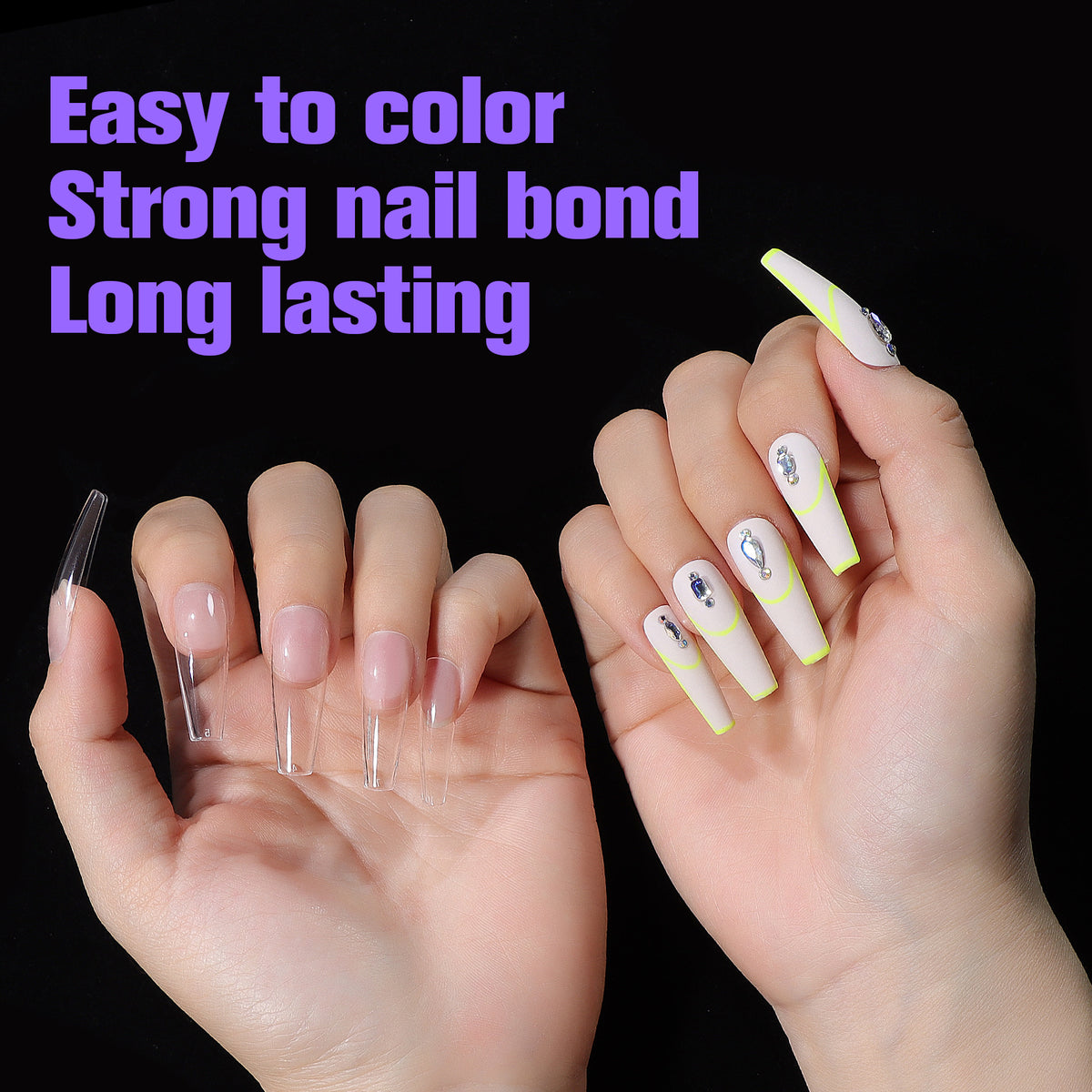 Capsules Ongles PMMA Coffin Long | Soak Off | Pose Américaine | Beautilux JP552-CL | 552 pcs