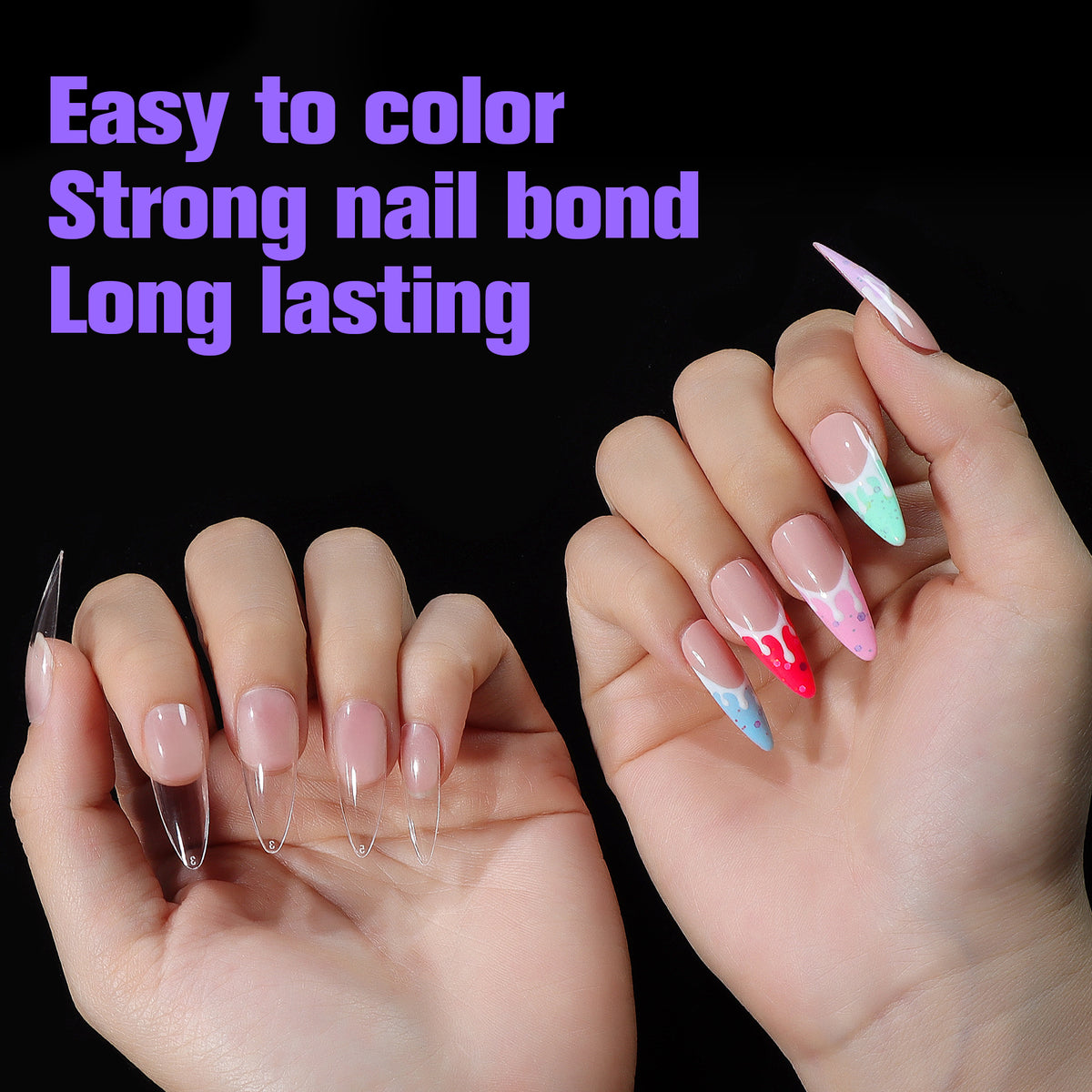 Capsules Ongles PMMA Stiletto Moyen | Soak Off | Pose Américaine | Beautilux JP552-TM | 552 pcs
