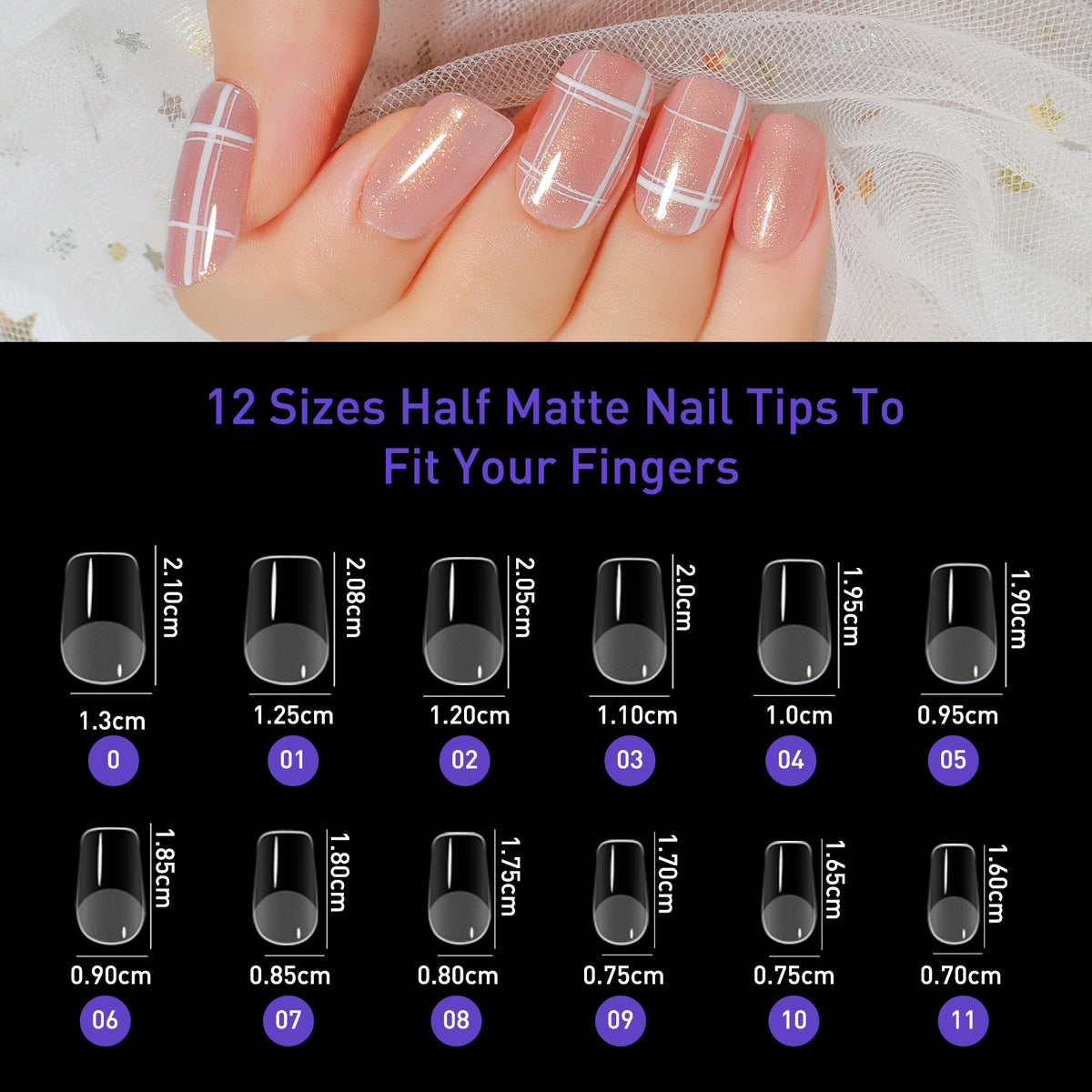 Capsules Ongles PMMA Carré Naturel | Soak Off | Pose Américaine | Beautilux JP552-SN | 552 pcs