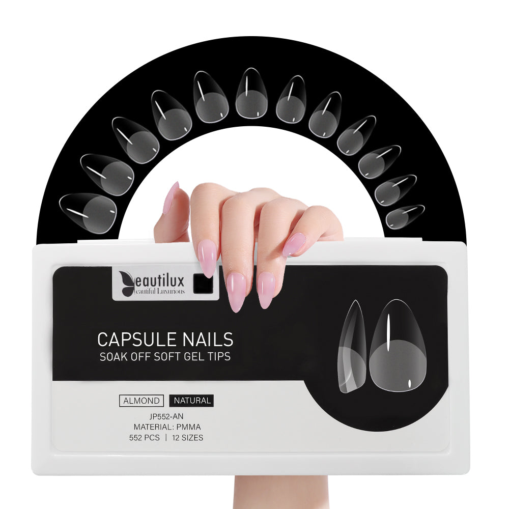 Capsules Ongles PMMA Amande Naturelle | Soak Off | Pose Américaine | Beautilux JP552-AN | 552 pcs