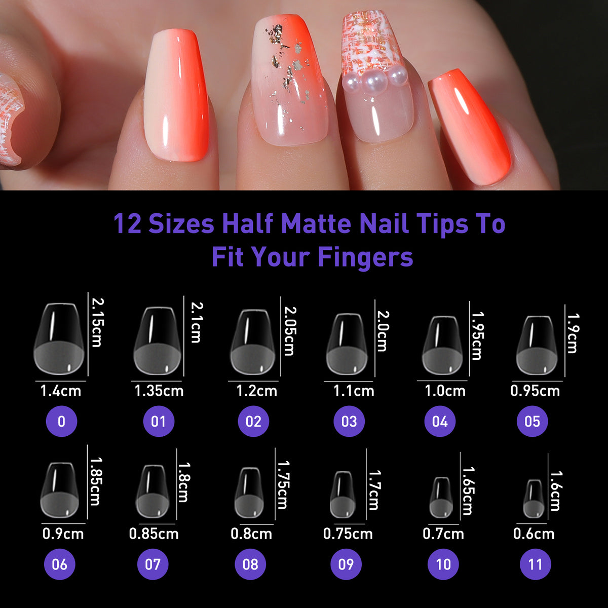 Capsules Ongles PMMA Coffin Naturel | Soak Off | Pose Américaine | Beautilux JP552-CN | 552 pcs