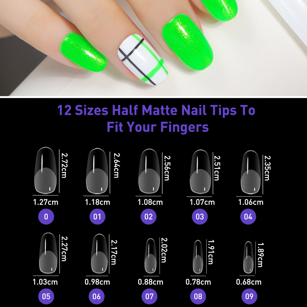 Capsules Ongles PMMA Ovale Moyenne | Soak Off | Pose Américaine | Beautilux JP552-OM | 552 pcs