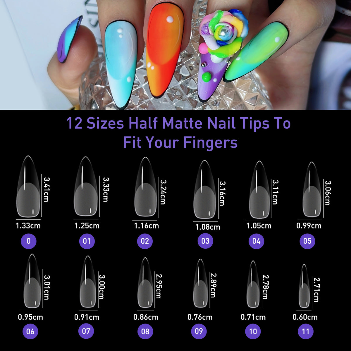 Capsules Ongles PMMA Stiletto Long | Soak Off | Pose Américaine | Beautilux JP552-TL | 552 pcs