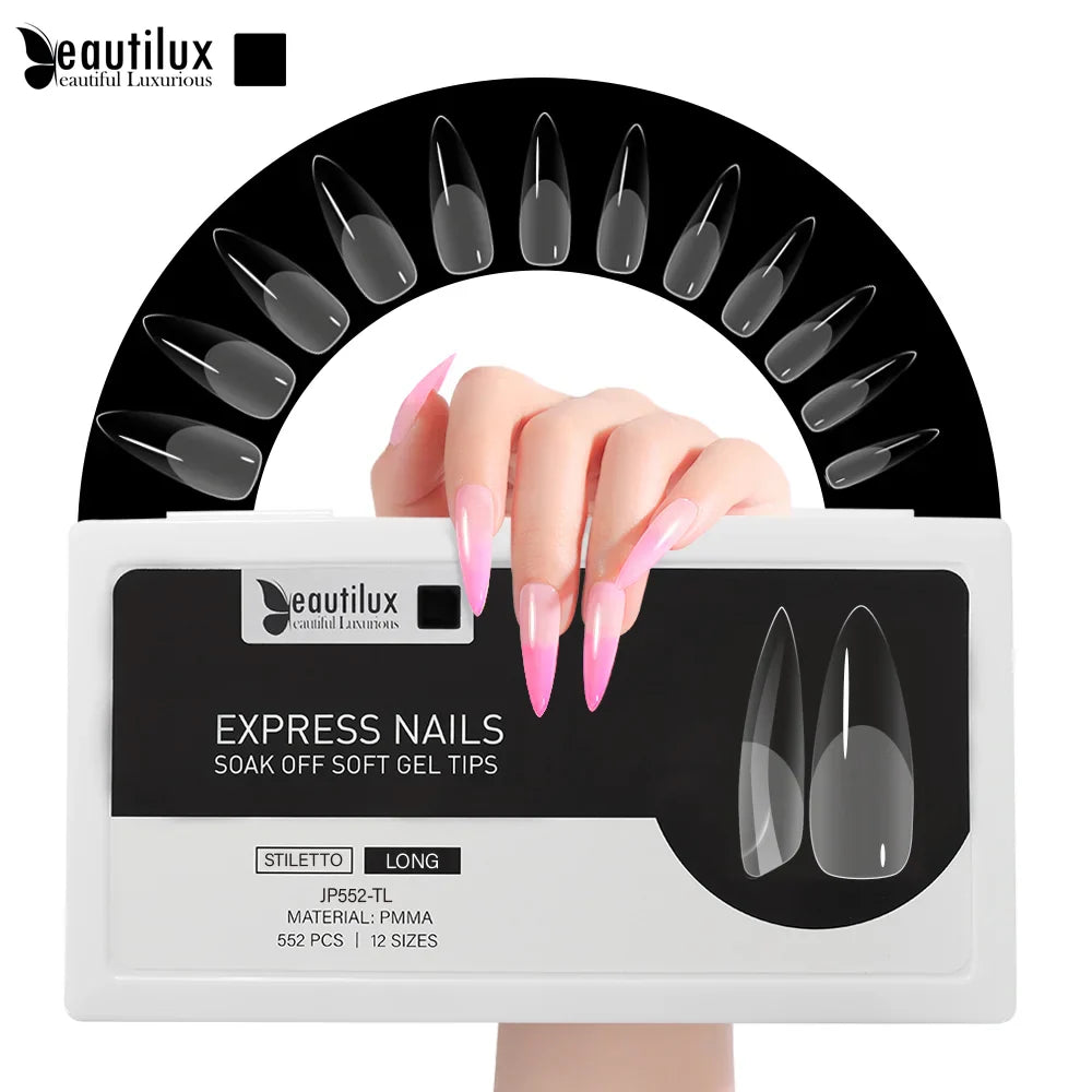 Capsules ongles PMMA Stiletto Long Beautilux JP552-TL — 552 pcs 12 tailles — Soak Off Pose Américaine Bild