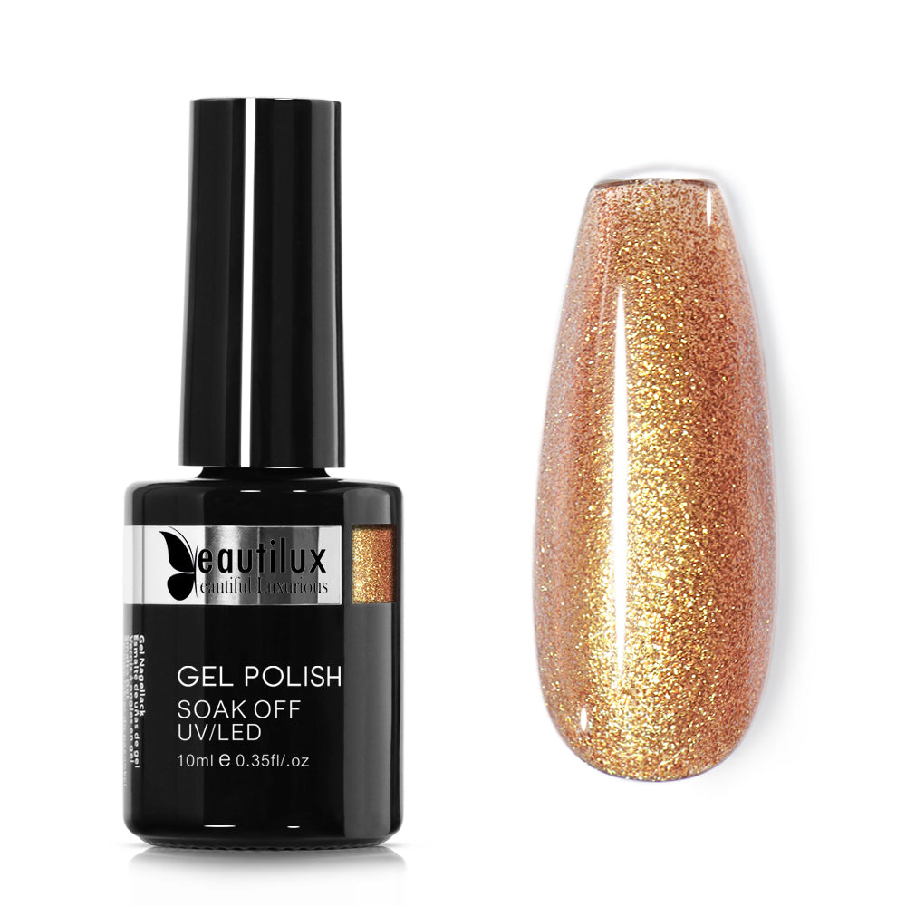 Vernis Semi-Permanent Bronze Doré Shimmer – JS-05 | Beautilux 10ml – Tenue 3 Semaines