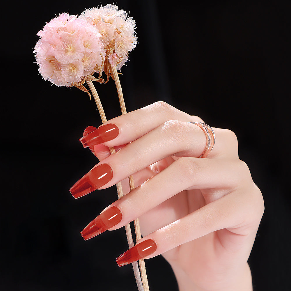 Vernis Semi-Permanent Rouge Terracotta Glaze Jelly – LL-03 | Beautilux 10ml – Tenue 3 Semaines