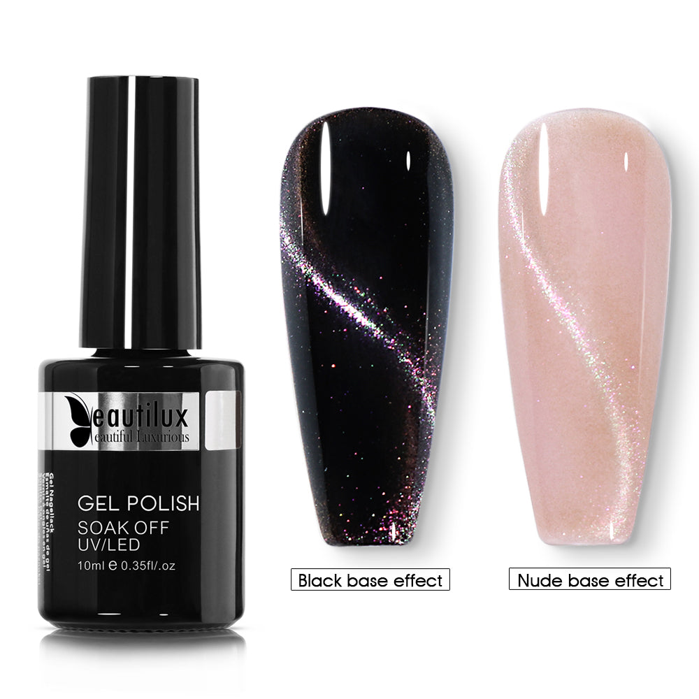 Vernis Semi-Permanent Cat Eye 4D Caméléon Magnétique Rose Champagne – M9-02 | Beautilux 10ml – Tenue 3 Semaines