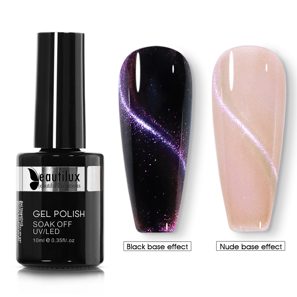 Vernis Semi-Permanent Cat Eye 4D Caméléon Magnétique Violet Mauve Galactique – M9-10 | Beautilux 10ml – Tenue 3 Semaines