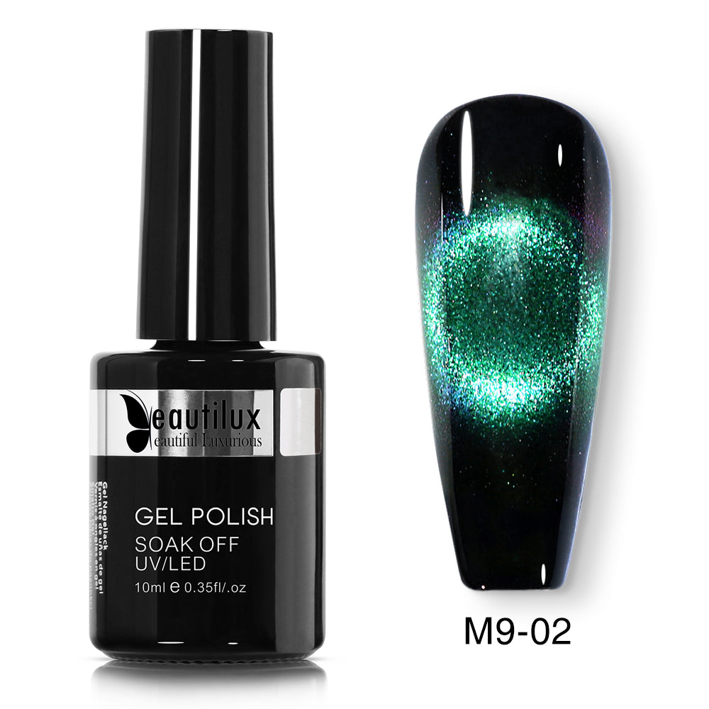 Vernis Semi-Permanent Cat Eye Magnétique Vert Émeraude Turquoise – M9-02 | Beautilux 10ml – Tenue 3 Semaines Image