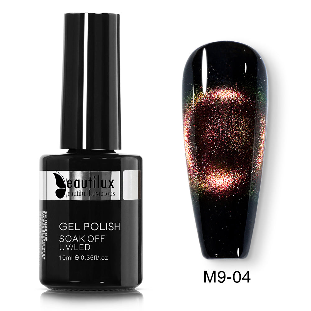 Vernis Semi-Permanent Cat Eye Magnétique Cuivre Rose Galactique – M9-04 | Beautilux 10ml – Tenue 3 Semaines