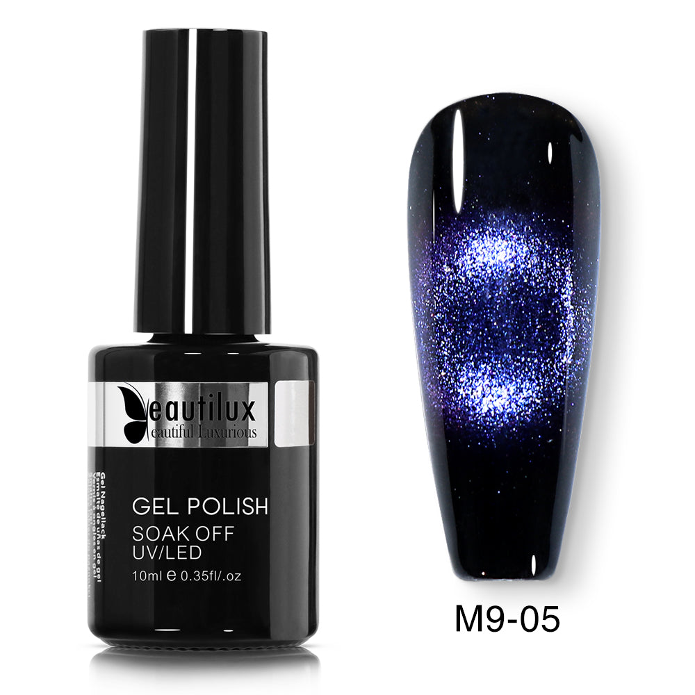 Vernis Semi-Permanent Cat Eye Magnétique Bleu Violet Galactique – M9-05 | Beautilux 10ml – Tenue 3 Semaines