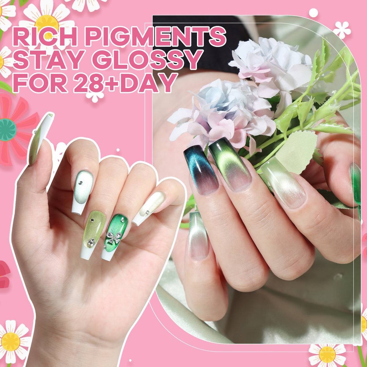 MC26-01 Kit de 6 Vernis Semi-Permanent Cat eye Nature Printemps 10Ml MC  Tenue 28 Jours | Beautilux