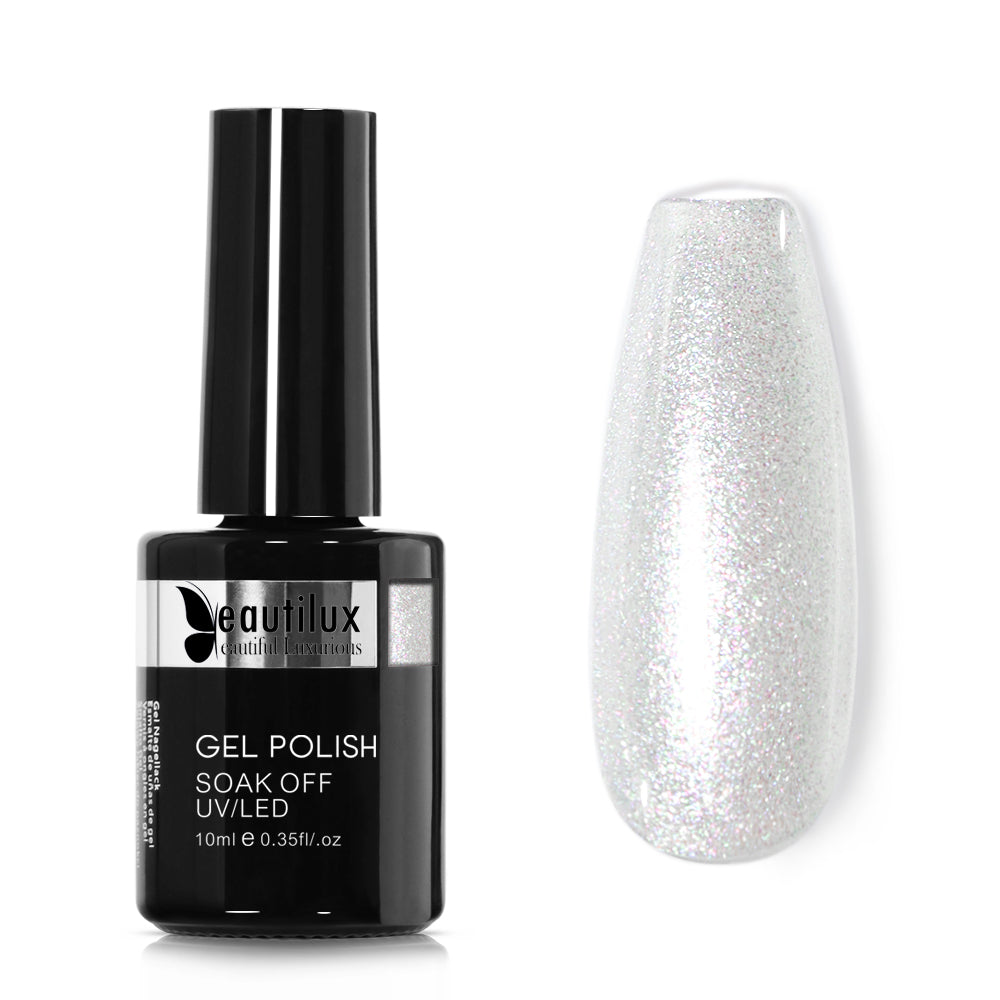 Vernis Semi-Permanent Blanc Holographique Mermaid – ME-01 | Beautilux 10ml – Tenue 3 Semaines