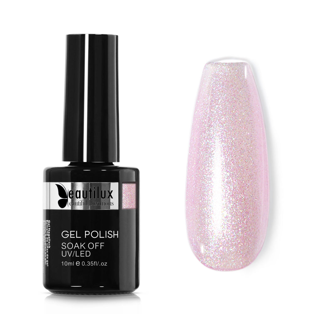 Vernis Semi-Permanent Rose Pâle Holographique – ME-04 | Beautilux 10ml – Tenue 3 Semaines Image